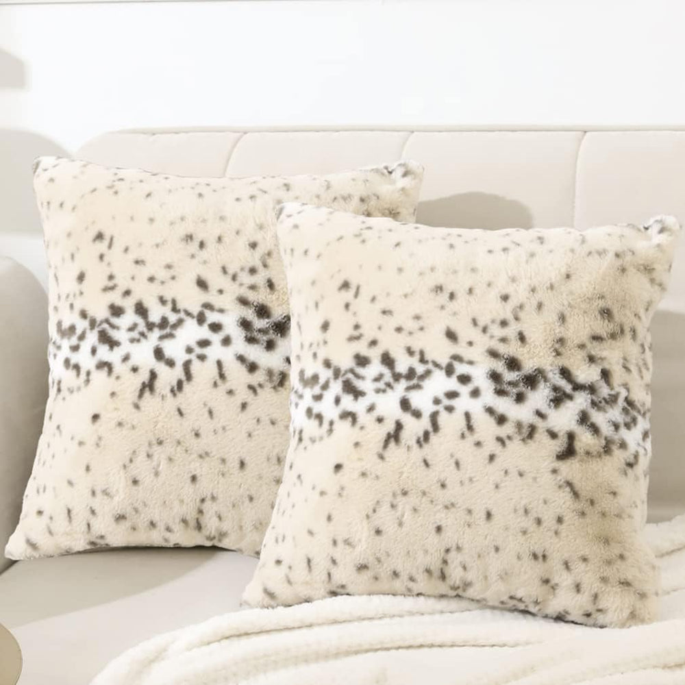 Faux Fur Throw Pillows Decorative Couch Pillow Covers Snow Leopard 18x18