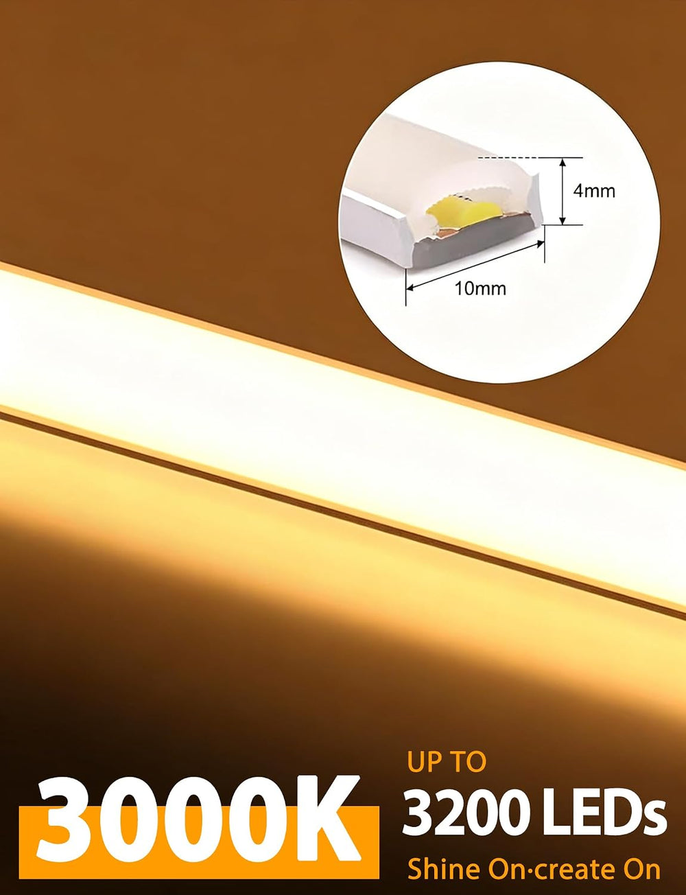 Lamomo COB LED Strip Lights 32.8ft, Warm White Dimmable Rope with Remote