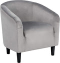 Yaheetech Small 25.5in Wide Velvet Barrel Accent Chair for Bedroom, Gray