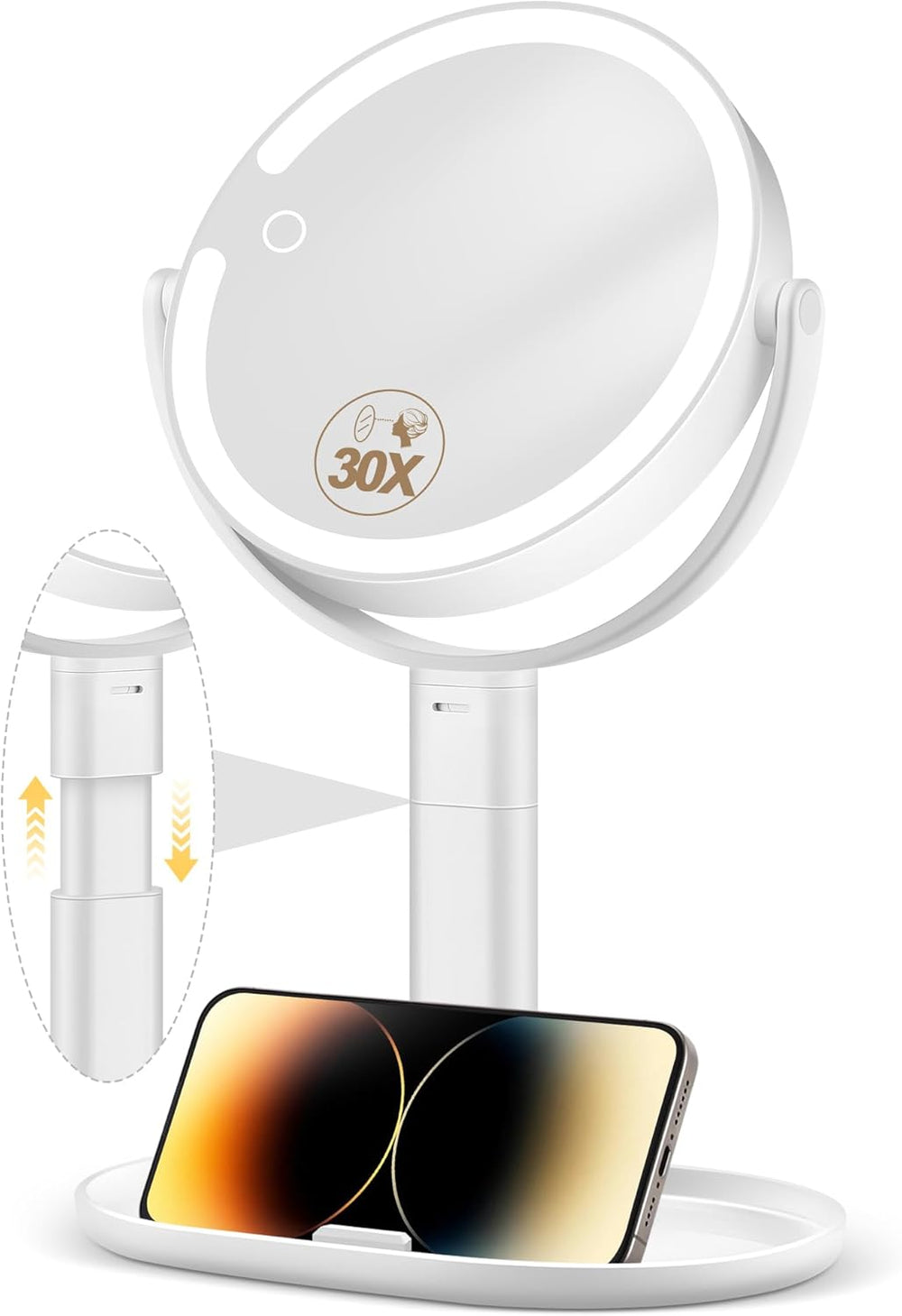 MOMOKUBA Makeup Mirror with Lights, 30X Magnifying & Height Adjustable, L...