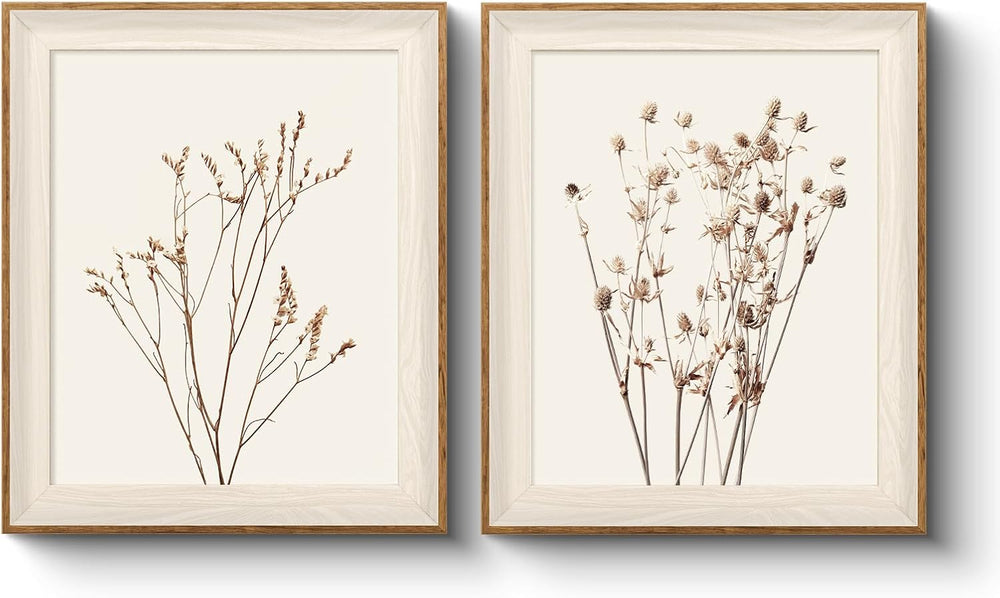 VIYYIEA Framed Dried Botanical Print Wall Art Set for Bathroom, 10×12 Inch