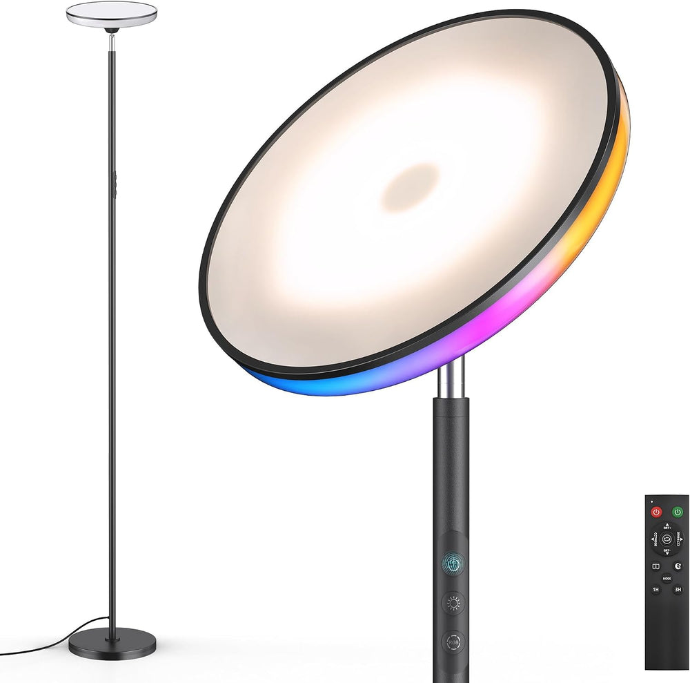 UFO Torchiere Floor Lamp, RGB Ambient Light, 42W 3700LM, Black