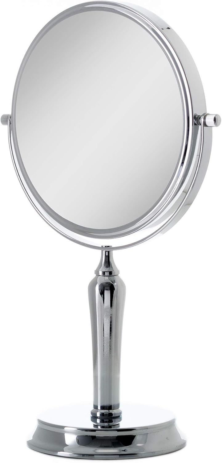 Zadro Anaheim 8.75” Round Non-Lighted Makeup Mirror 5X 1X Magnifying Makeup M...