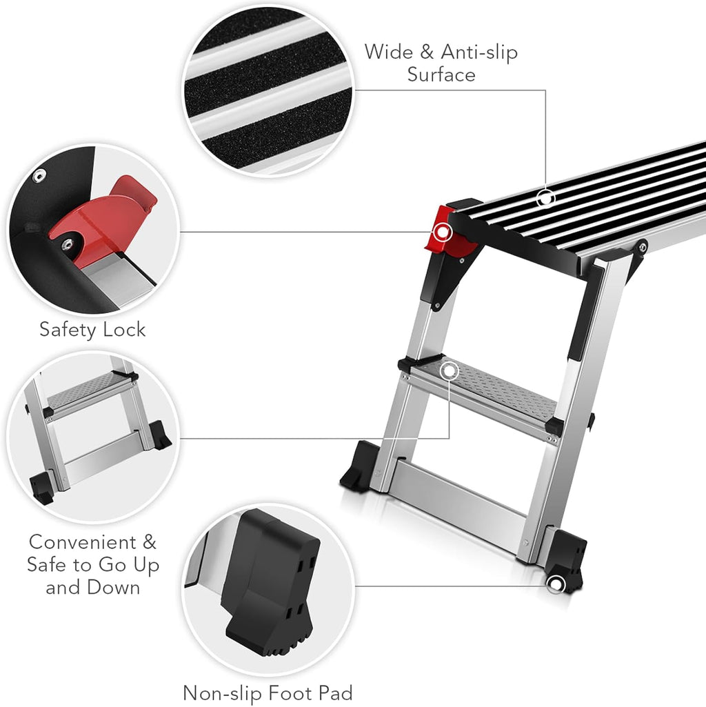 ergomaster 40'' step stool folding ladder portable work, close-up detail