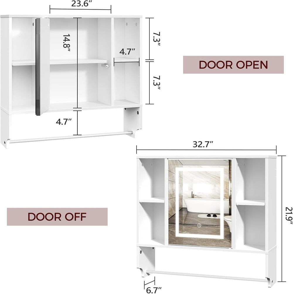 MAHANCRIS Bathroom Wall Cabinet with Mirror, Wall Mounted Medicine Cabinet wi...