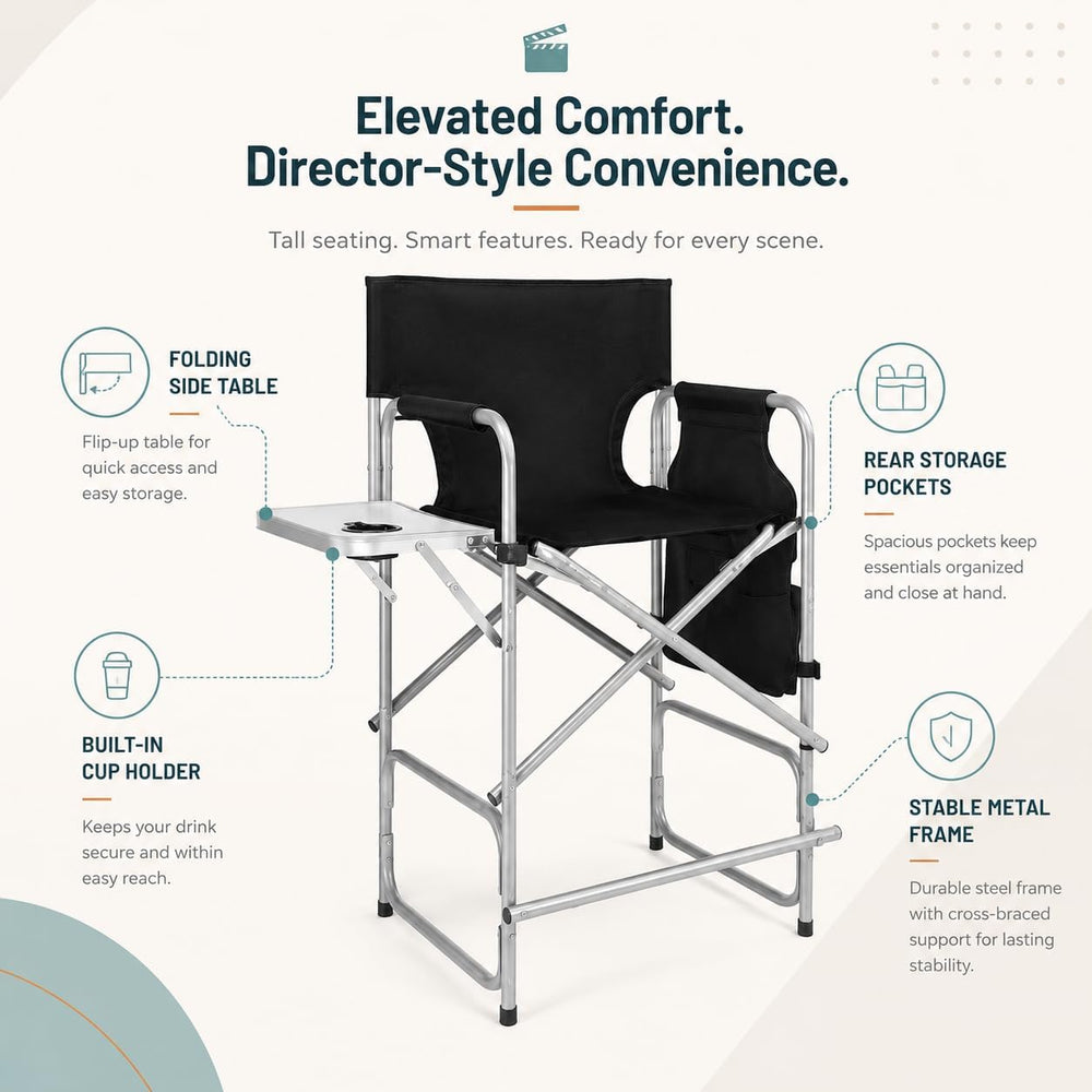 mefeir 26" Tall Directors Chairs Foldable, Portable Makeup Chair, 300 Lbs