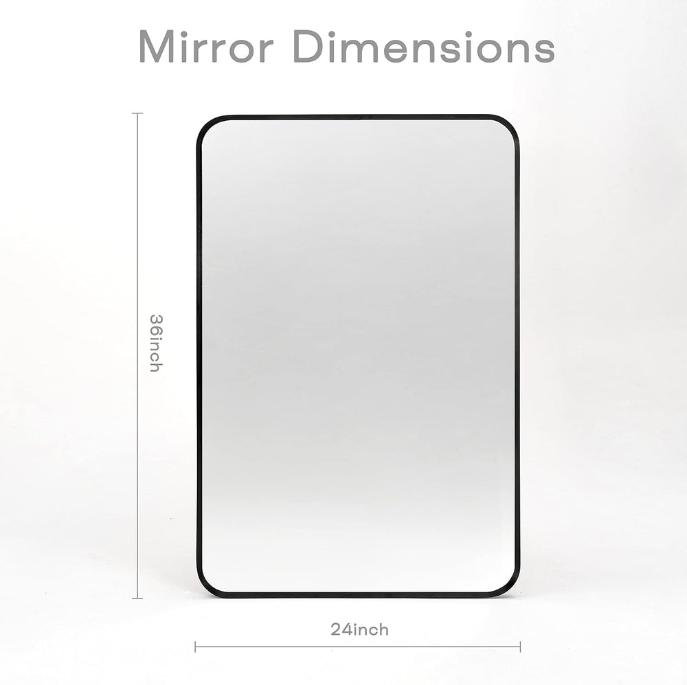 24" x 36" Black Bathroom Mirrors for Over Sink, Thin Metal Frame