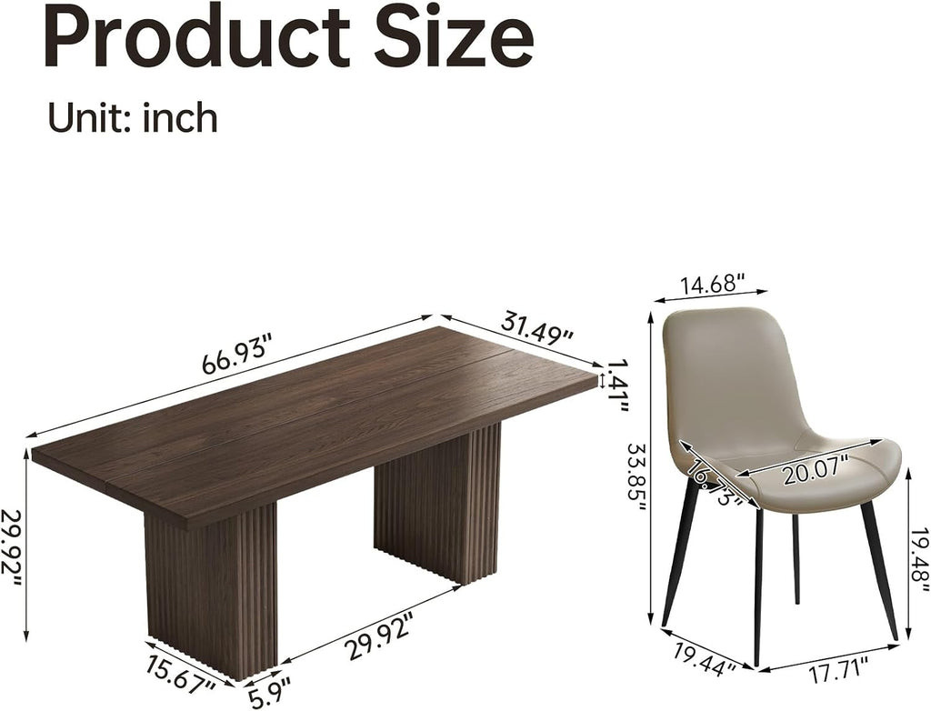 Rectangular Dining Table Set with 8 Chairs, Oak Farmhouse | Modern Kitchen Dining Set for Apartment or Living Room, Sturdy Construction with Easy Assembly