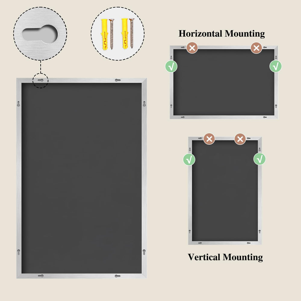 Koonmi Silver Rectangle Wall Mirror, 26x38 Inch Bathroom Mirror, Aluminum Fra...