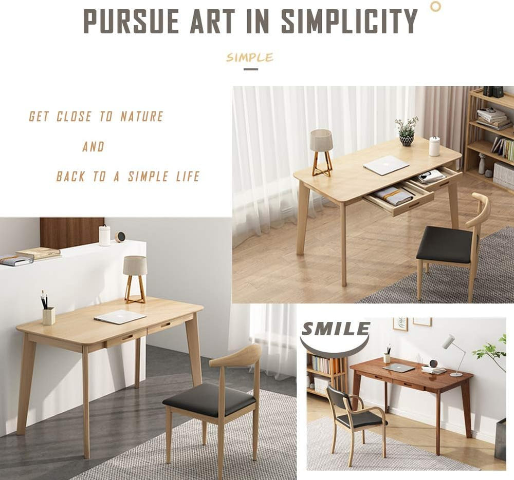 IOTXY Solid Wood Writing Desk - Home Office Laptop Computer Table, Oak