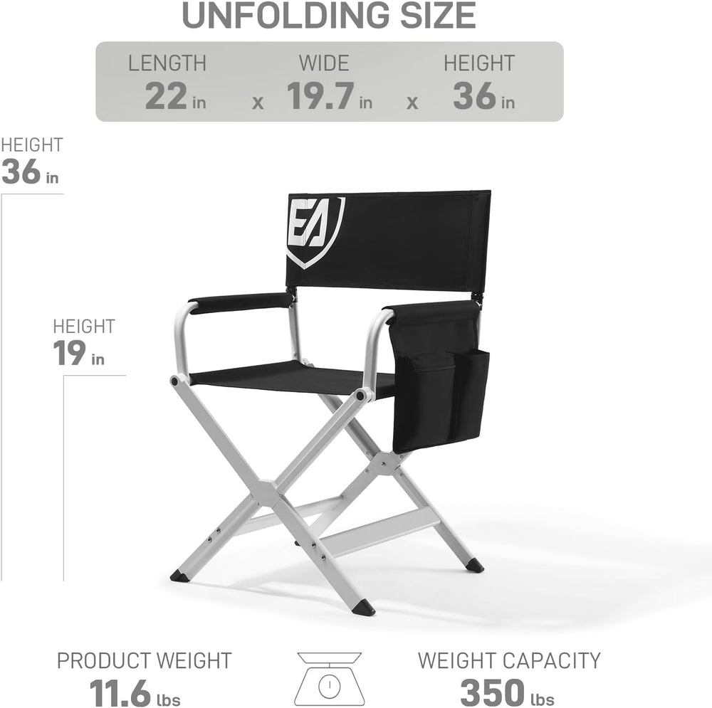 EVER ADVANCED Aluminum Directors Chair, Folding Studio Movie Chairs Camping E...
