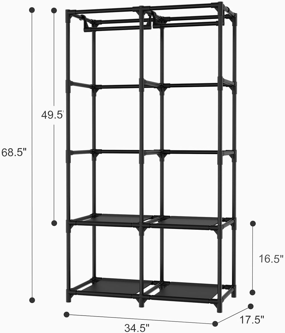 Portable Closet for Hanging Clothes, Portable Wardrobe Closet with Cover, 4 S...