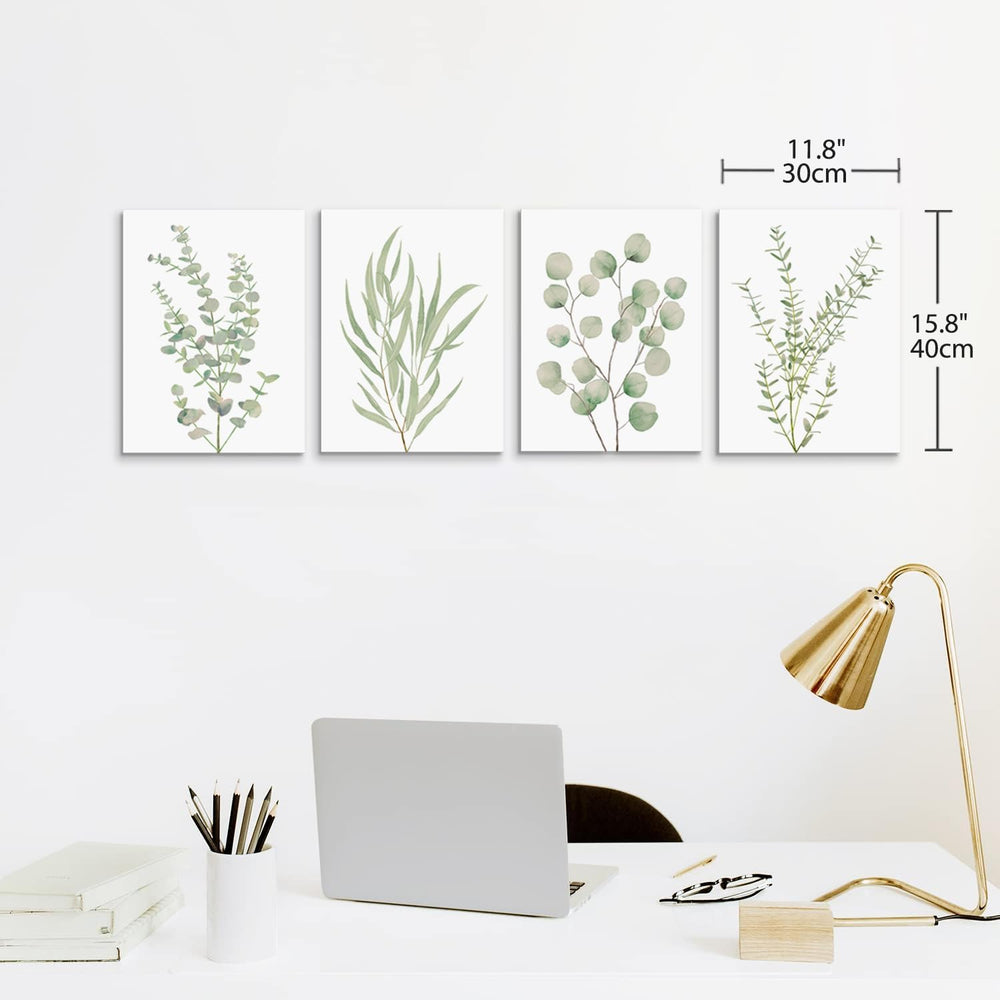 Botanical Bathroom Wall Art 12”x16” Sage Green Framed Canvas Office Decor