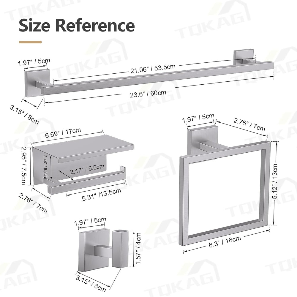 TQKAG 5-Pieces Brushed Nickel Bathroom Hardware Accessories Set 23.6" SU...