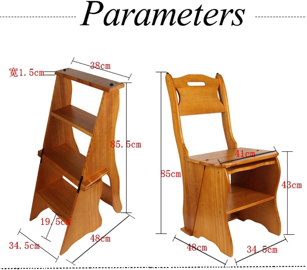 Wooden Folding Library Ladder Chair,2 in 1 Lightweight Portable Multifunction...