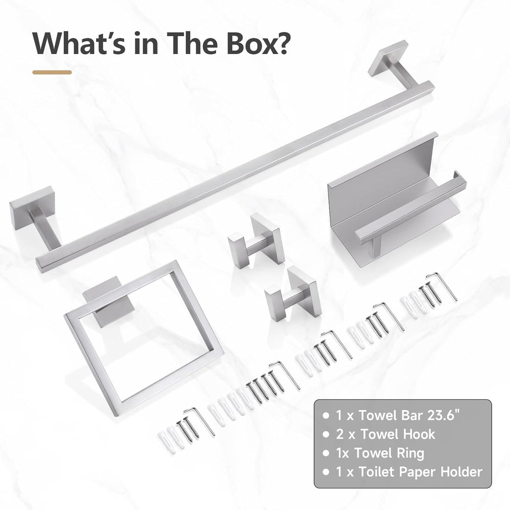 TQKAG 5-Pieces Brushed Nickel Bathroom Hardware Accessories Set 23.6" SU...