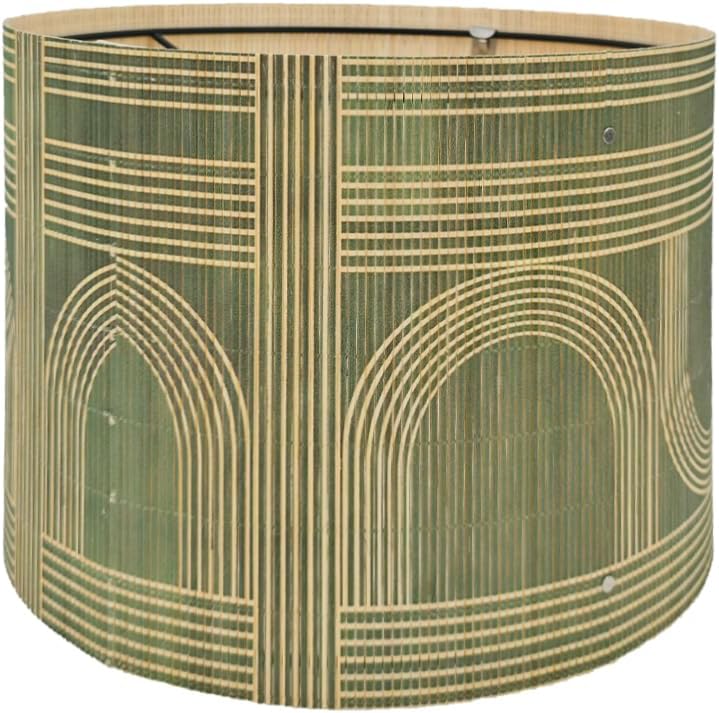 Rustic Bamboo Boho lamp Shade Decorative Geometric Green Figure 11.8x9Inch