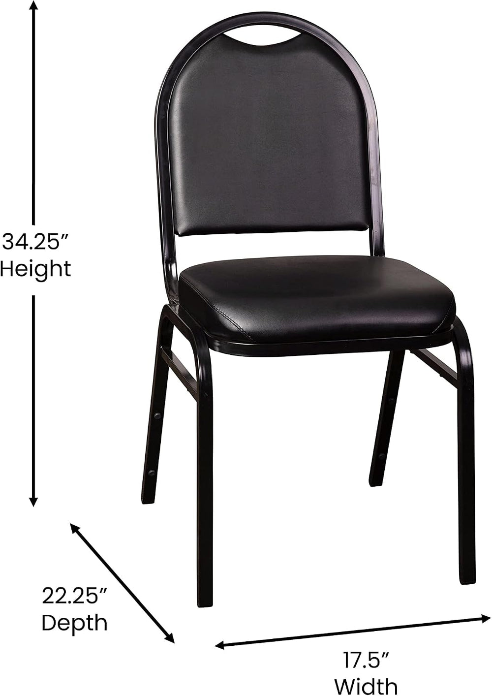 Flash Furniture Hercules Metal Dome Back Stackable Banquet Chair, Black