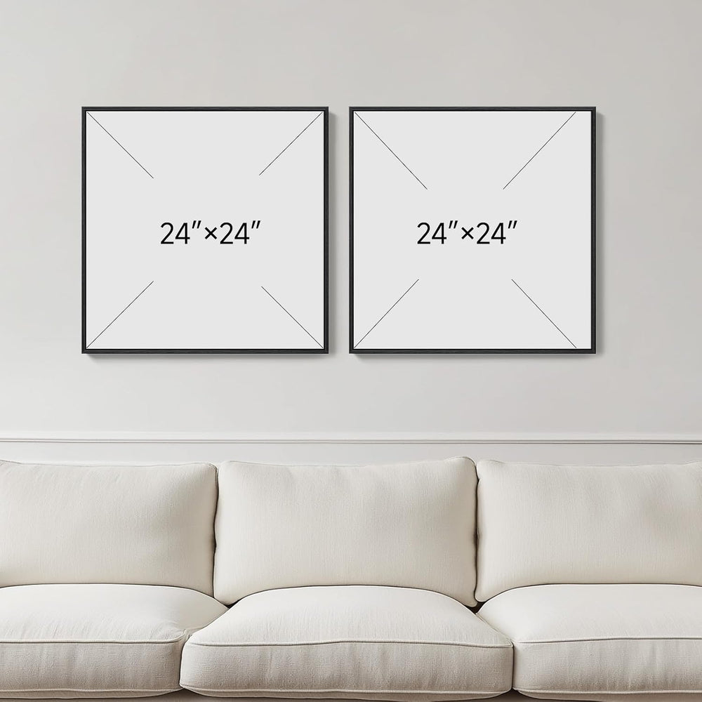 Framed Neutral Navy Blue Abstract Wall Art for Living Room Decor, 2 Piece