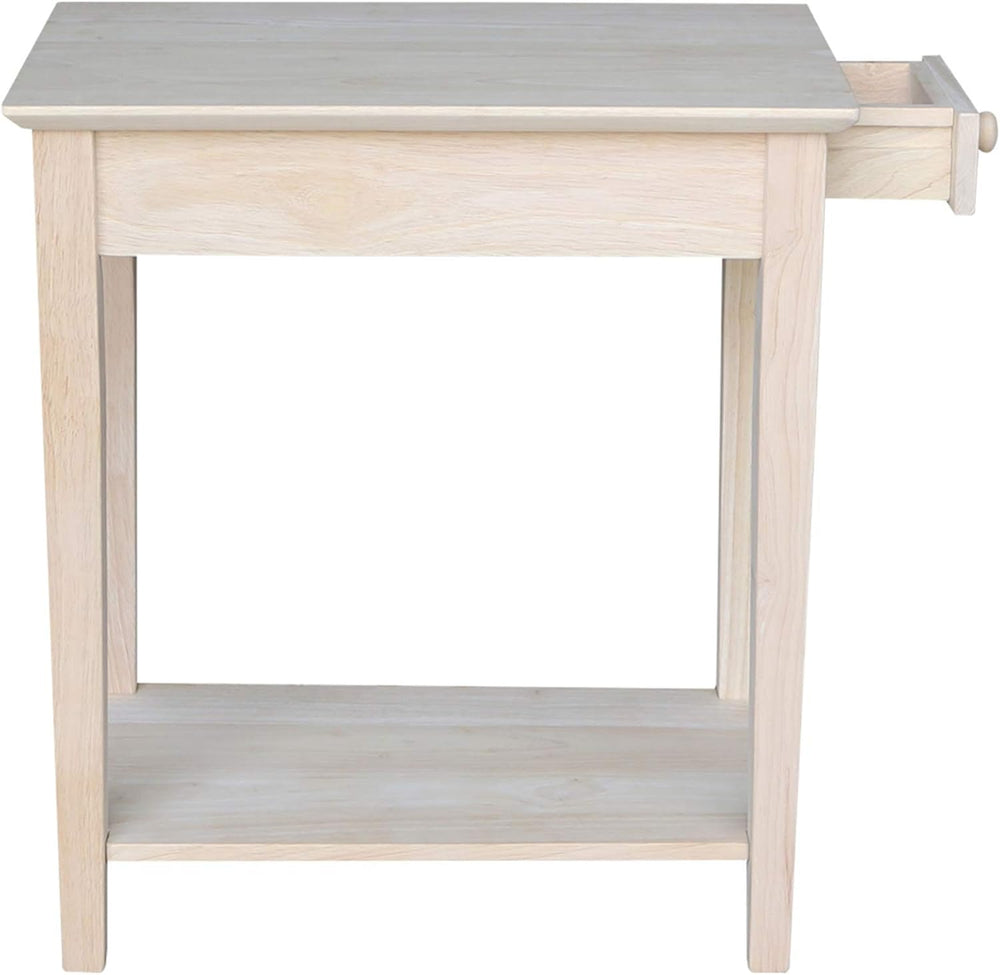 IC International Concepts, Narrow End Table, Solid Real Wood, Sturdy Parawood...