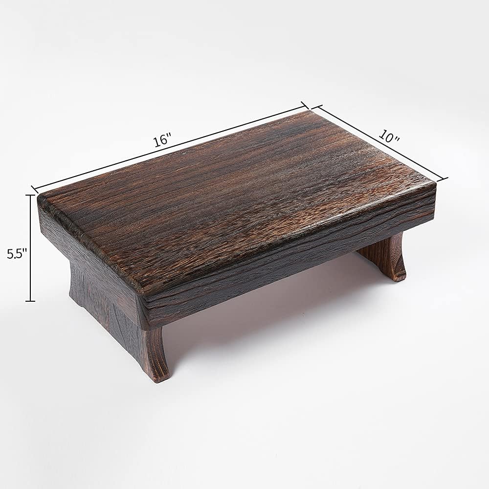 Wood Step Stool, Portable Rectangle Bed Stool, Small Step Ladder for Kitchen ...