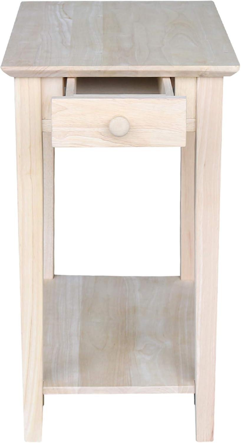 IC International Concepts, Narrow End Table, Solid Real Wood, Sturdy Parawood...