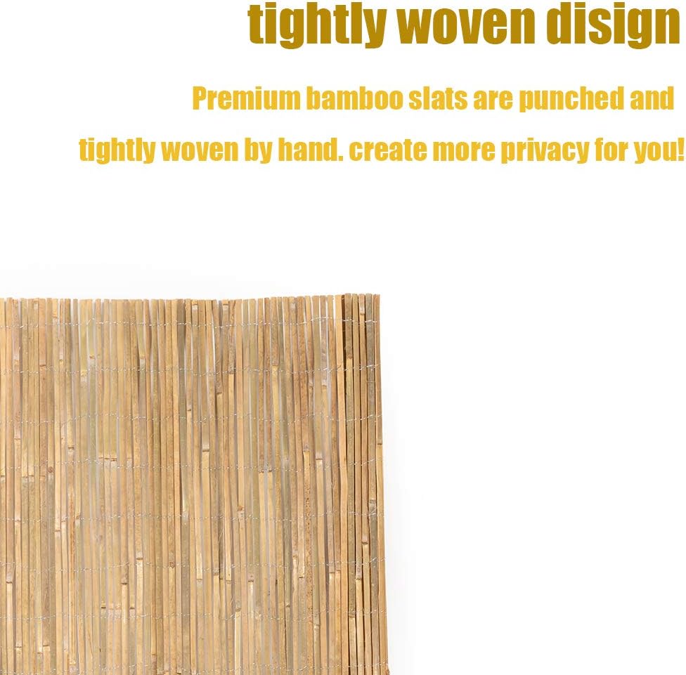 Mininfa Natural Bamboo Slat Screening, Eco-Friendly Privacy Slat Fence, Bambo...