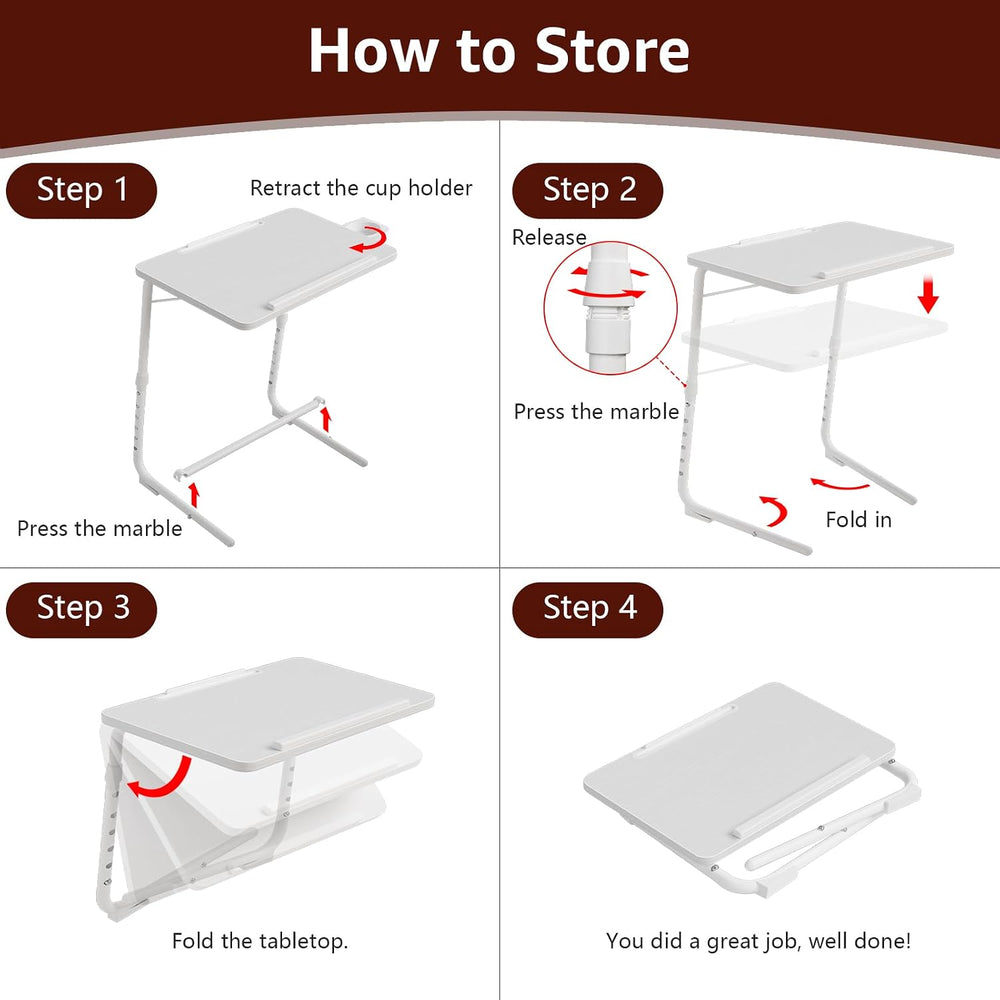 TV Trays Set of 2 - Folding TV Tray Adjustable Dinner Trays for Eating On Cou...