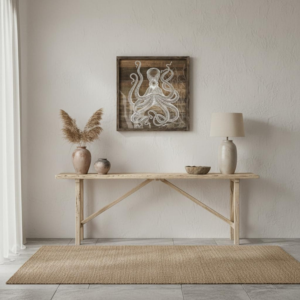 Ocean Wall Art Decor Bathroom: Octopus Framed Wood Picture Abstract Sea Life ...