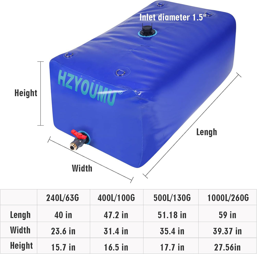 500L/130 Gal Water Storage Bladder for Outdoor Water Storage