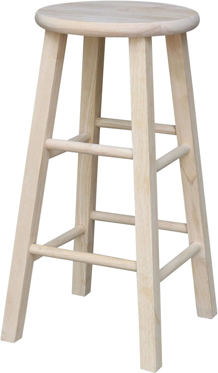 IC INTERNATIONAL CONCEPTS Solid Wood Round Top Stool, Unfinished