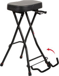 Gator Frameworks Foldable Guitar Stool with Padded Seat and Rear Mounted Guitar Hanger, (GFW-GTRSTOOL)