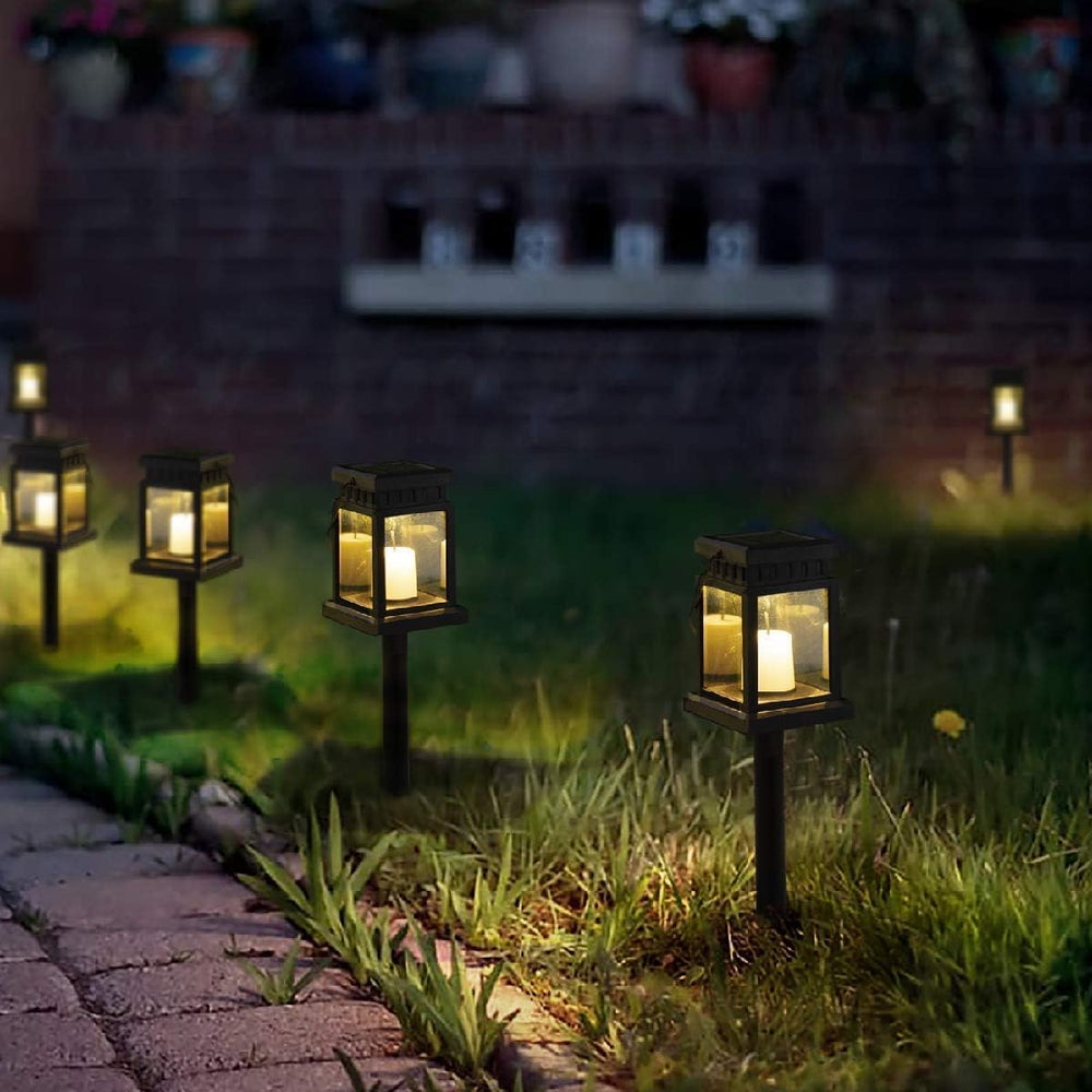 GIGALUMI 8 Pack Solar Hanging Lantern Outdoor, Candle Effect Light