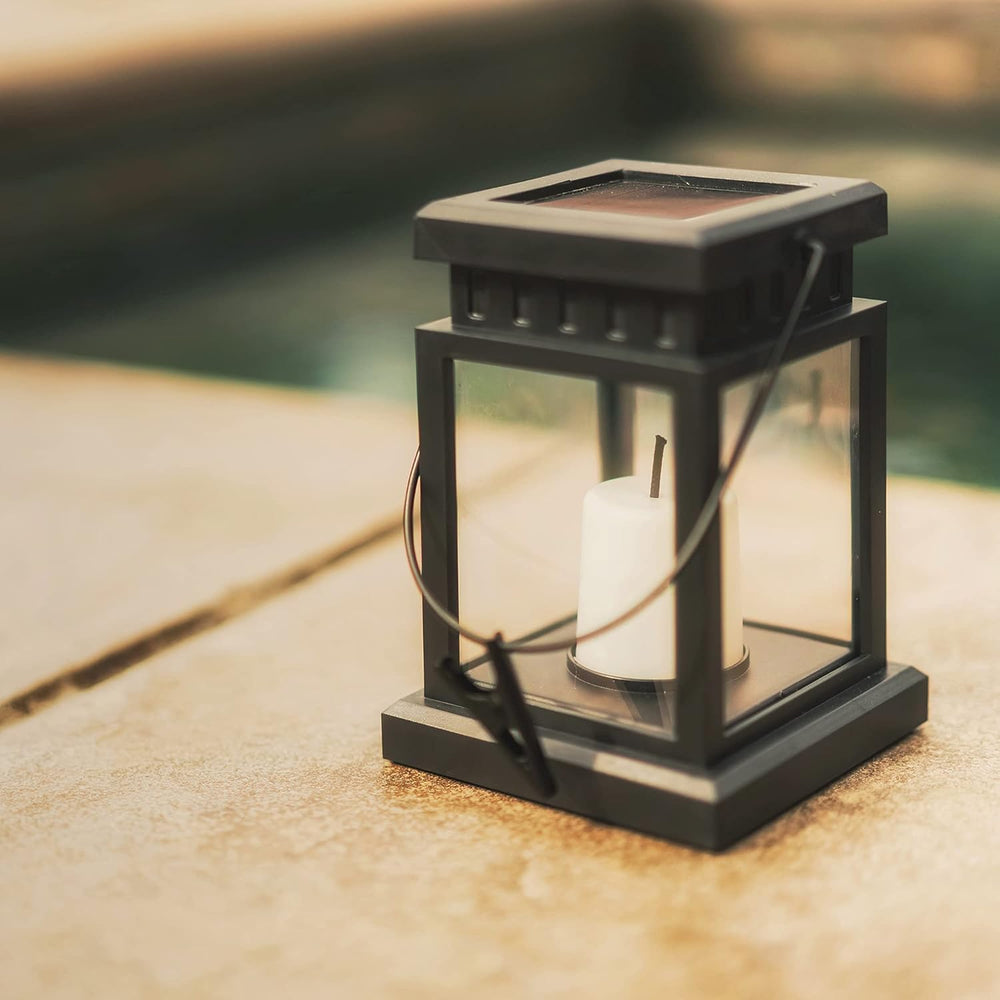 GIGALUMI 8 Pack Solar Hanging Lantern Outdoor, Candle Effect Light