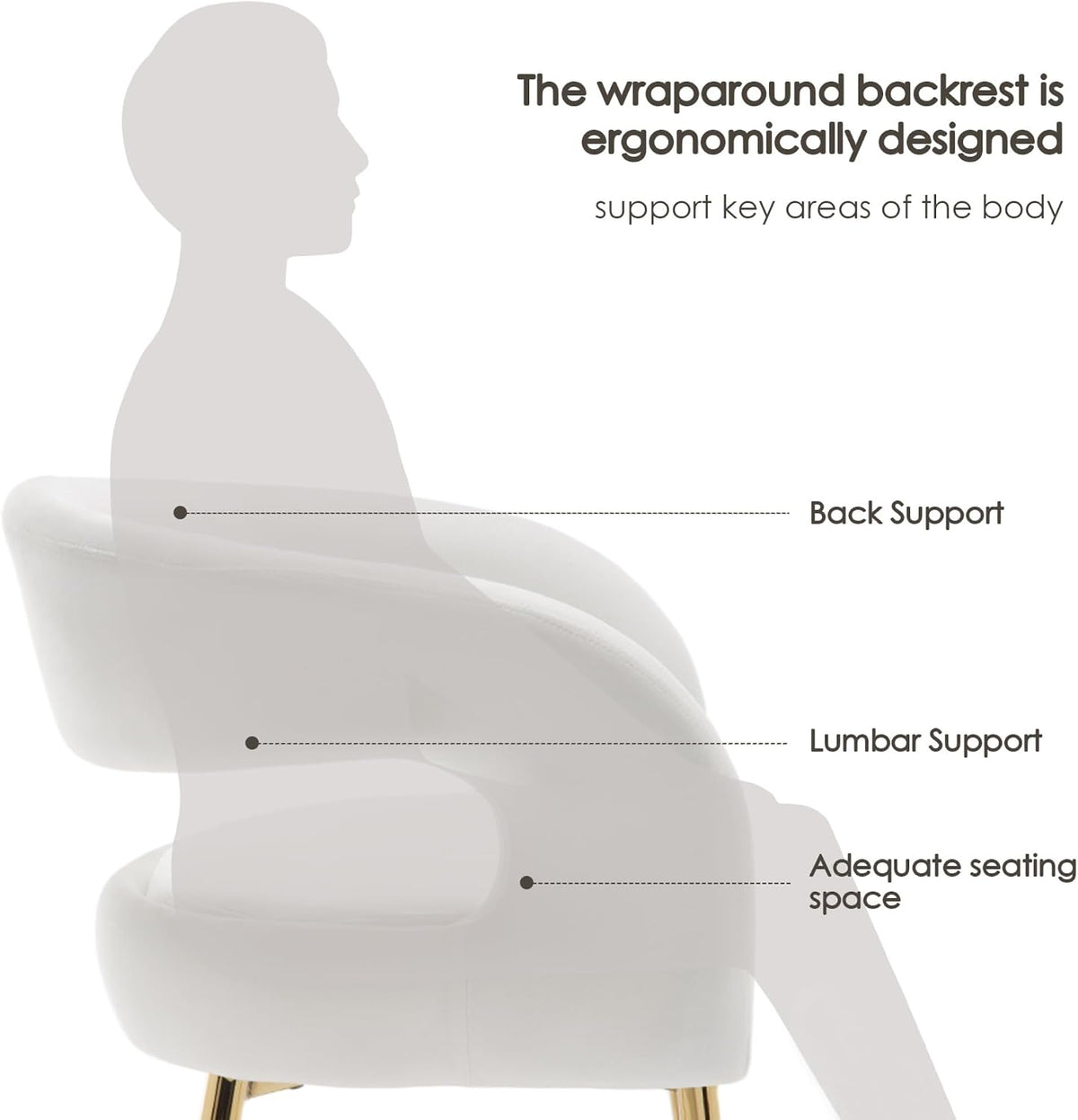 Hyfirm White and Gold Dining Chairs Set of 6, Upholstered Velvet Barrel Dining Room Chairs Luxury Modern Comfy Armchairs for Kitchen Recepition Restaurant