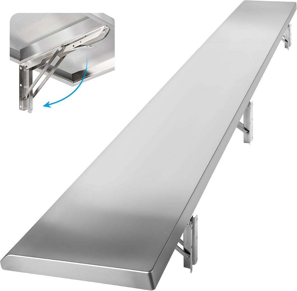 Folding Concession Shelf 68" W x 12" D for Kitchen, Garage