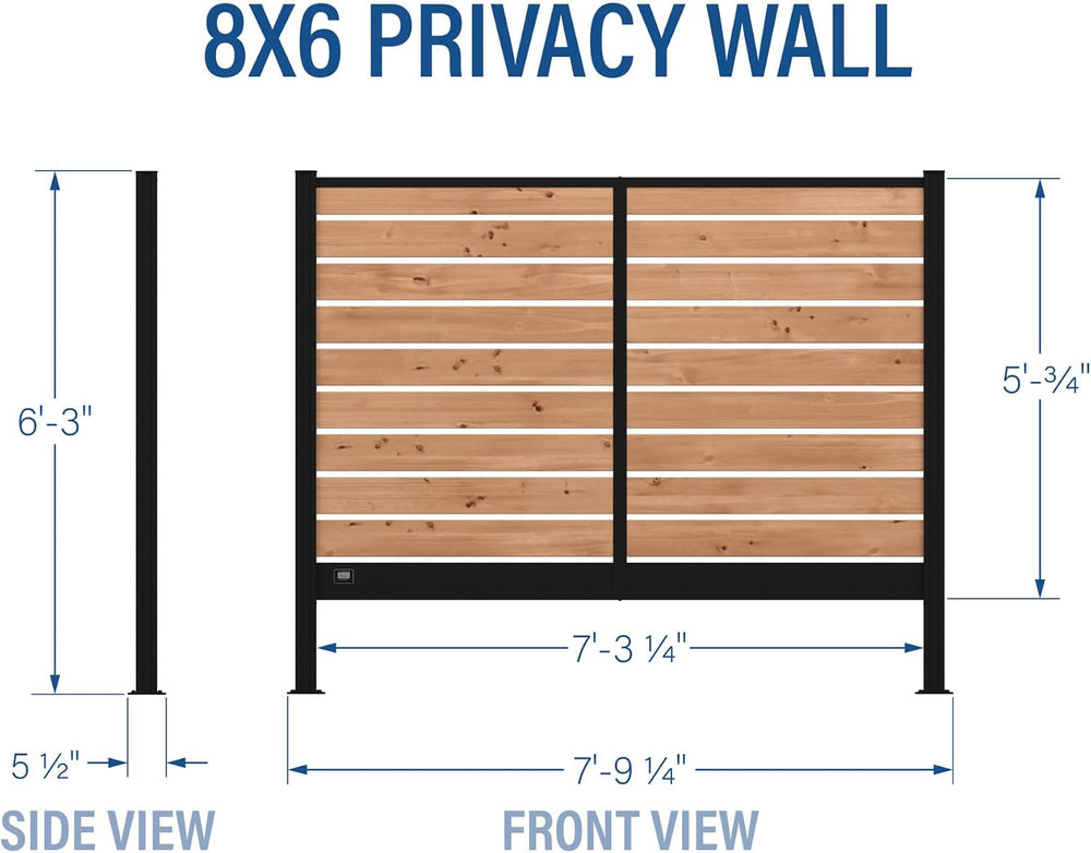 Backyard Discovery 8' x 6' Cedar Wood Outdoor Privacy Screen Wall wit...