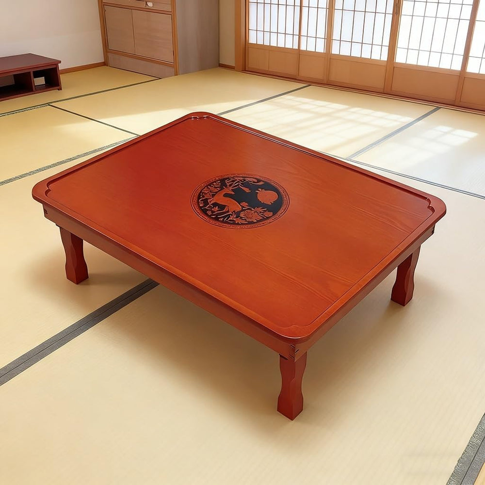 Folding Coffee Table Japanese Floor Wood Low Dining Table Red Brown
