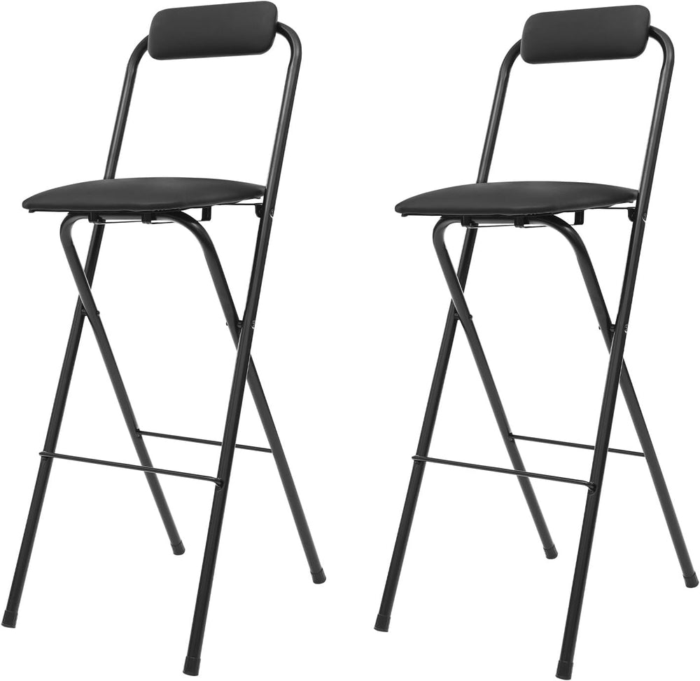 SHZICMY 2PCS Folding Bar Stool with Backrest, Tall Foldable Stool Chair, Port...