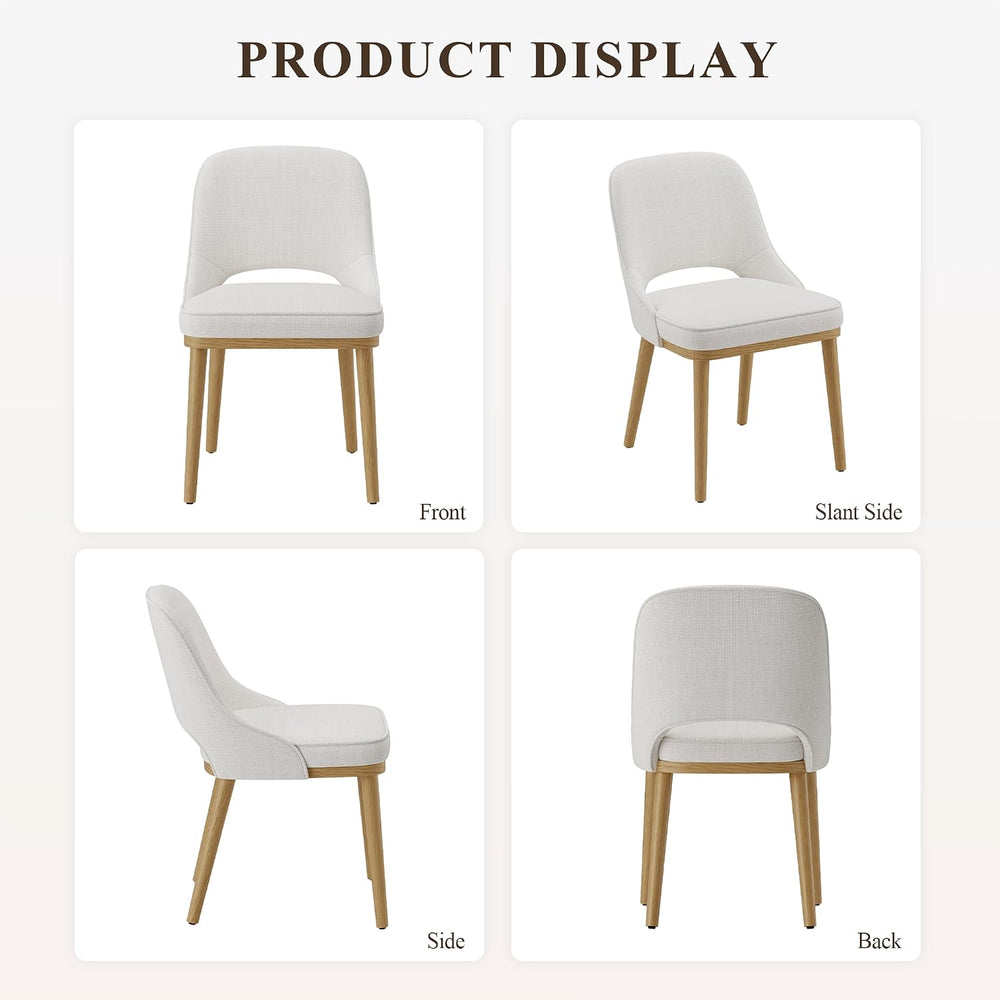 Modern Upholstered Chairs, Curved Open‑Back Fabric Kitchen Chairs(Set of 4)