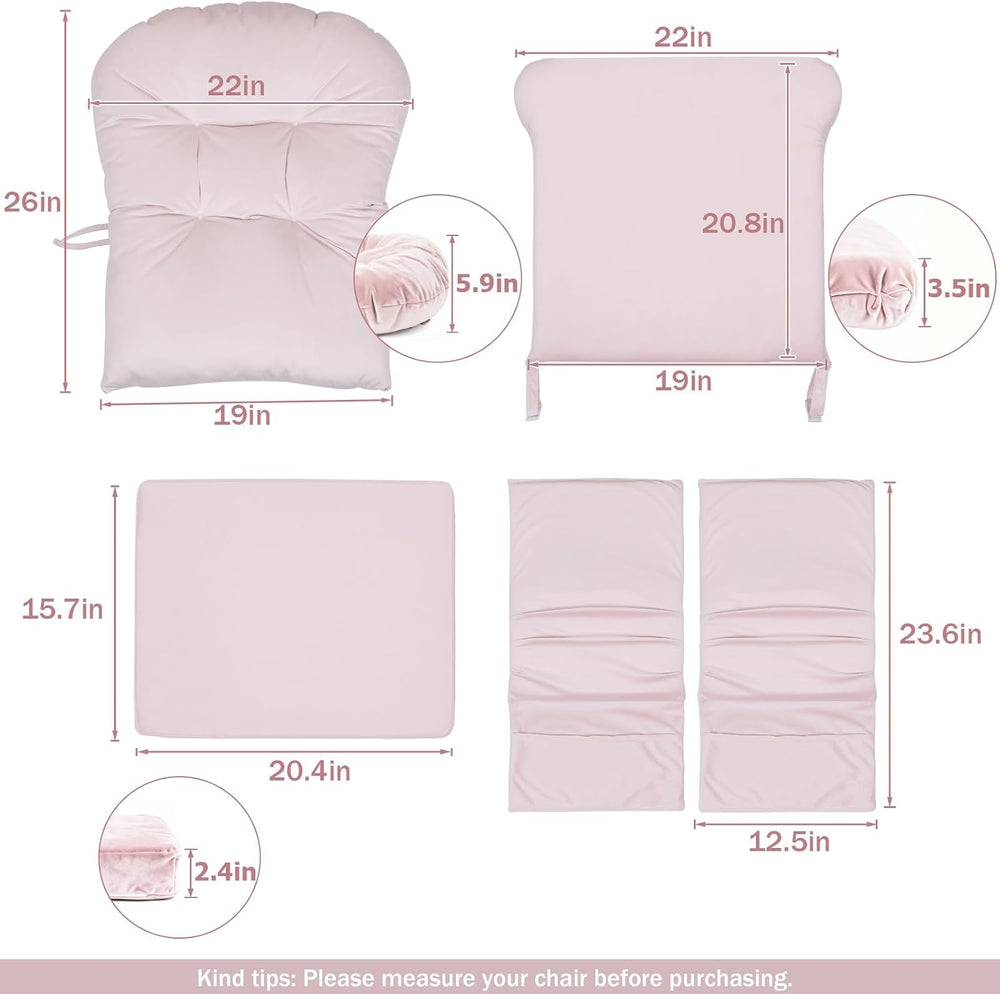 5PCS Velvet Glider Rocker Replacement Cushions, Light Pink