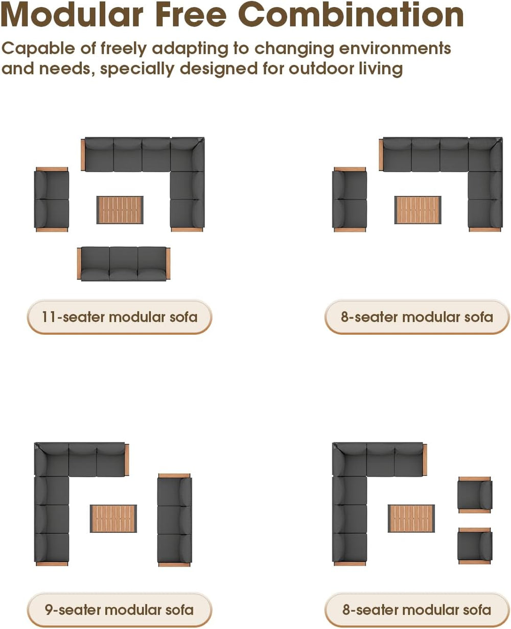 Aluminum Outdoor Patio Furniture Set 6 Seats, Outdoor Sectional Corner Sofa w...