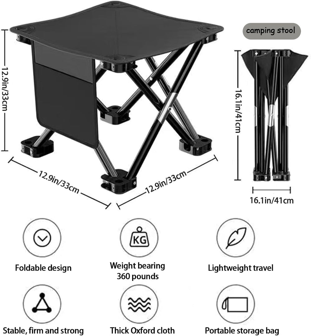 2 Pairs Camping Stool, 13 InchLightweight Folding Camping Chair, Lightweight ...