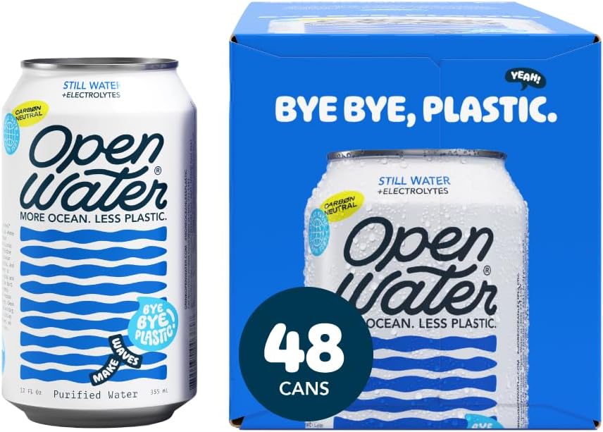 Open Water Still Water, 12oz Aluminum Cans, 4 cases (48 cans)