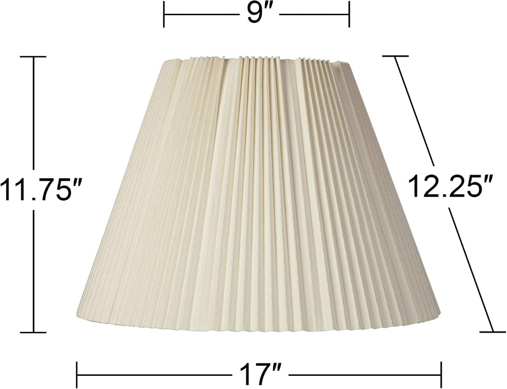Large Eggshell White Pleated Lamp Shades 9x17x12.25 (Spider) Set of 2