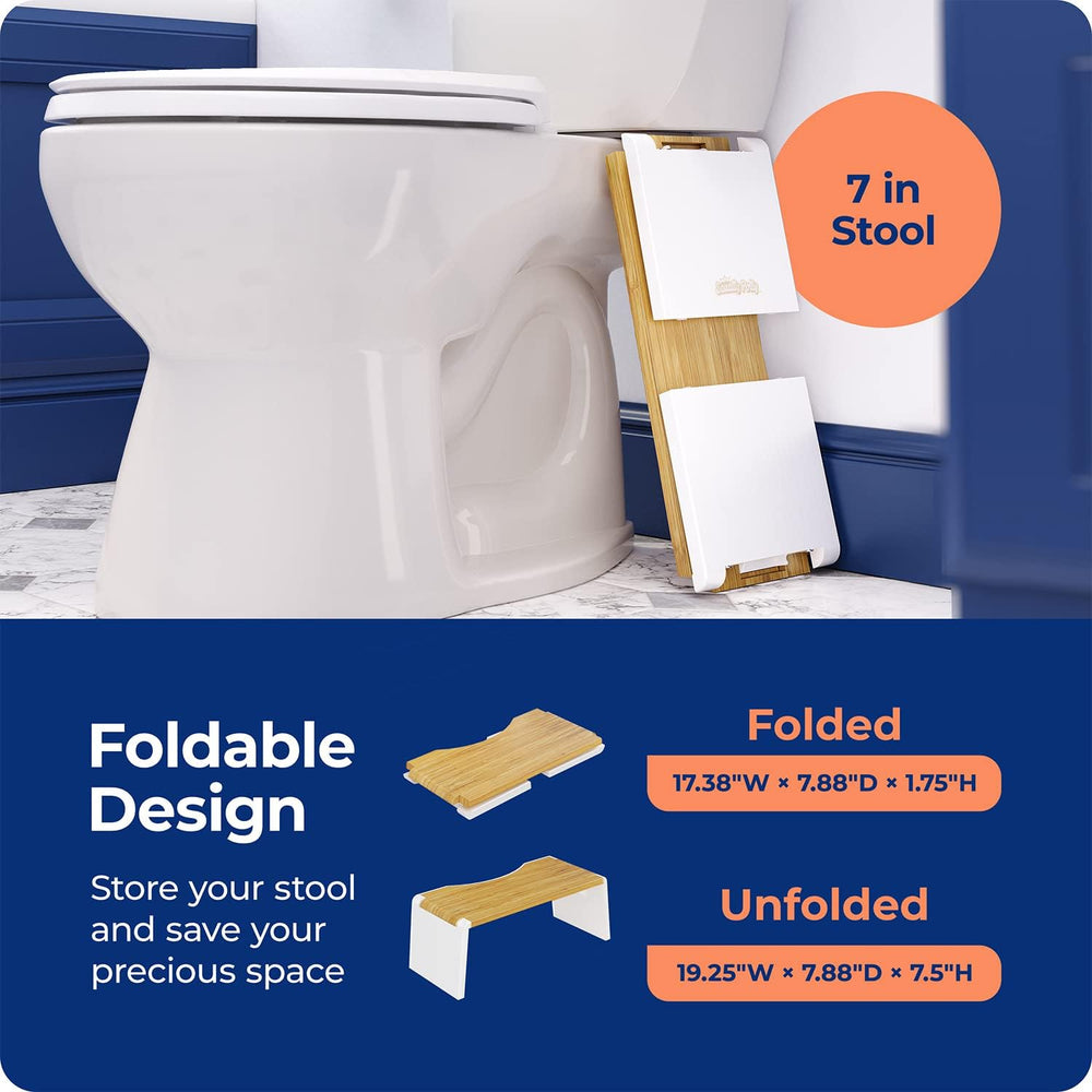 Squatty Potty Stockholm Folding Bamboo Toilet Stool - 7" Brown & White