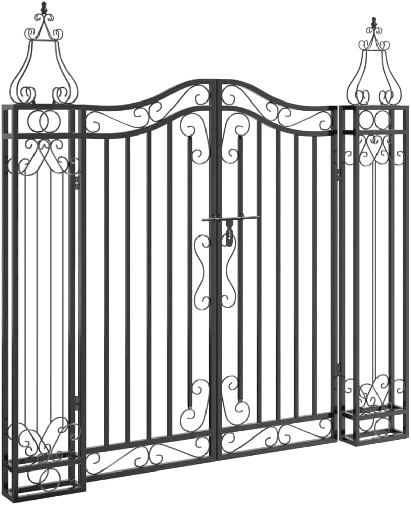 vidaXL Garden Gate Black 47.6"x3.1"x47.2" Wrought Iron