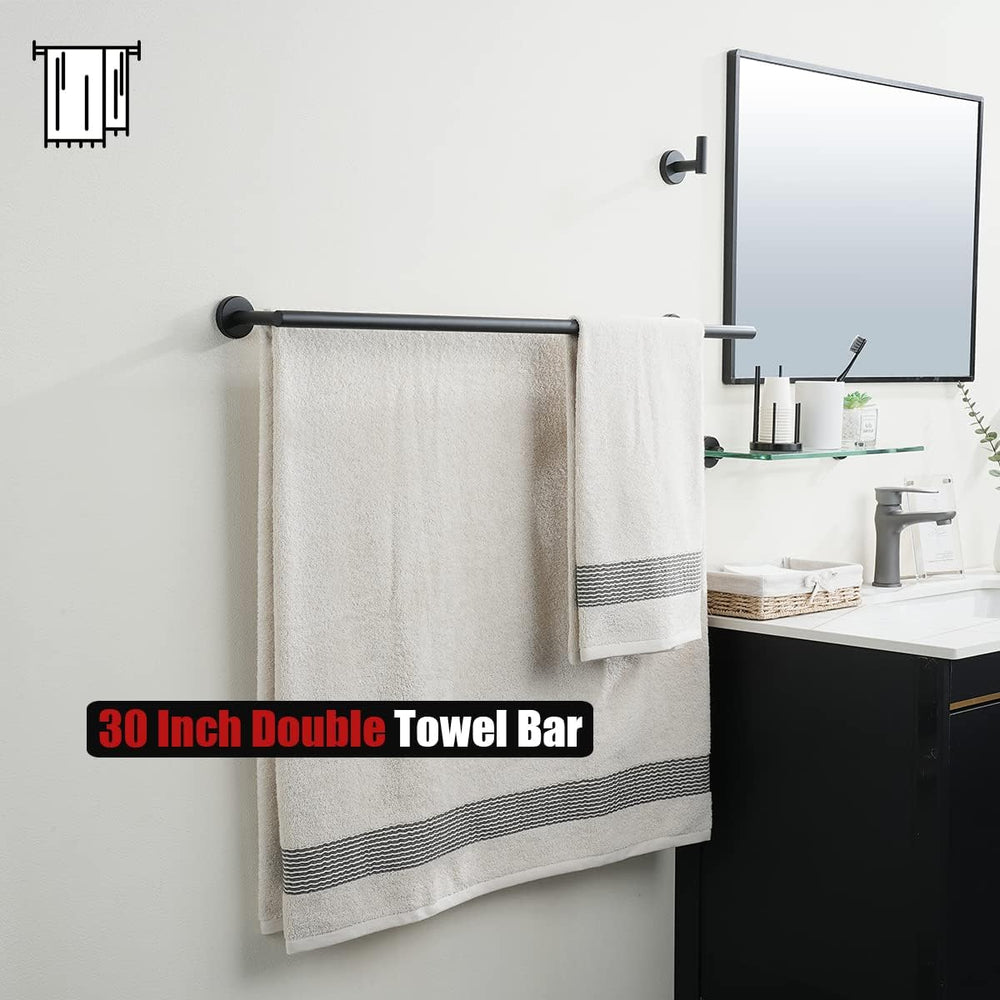 JQK Double Bath Towel Bar, Matte Black 33 Inch 304 Stainless Steel Thicken 0....