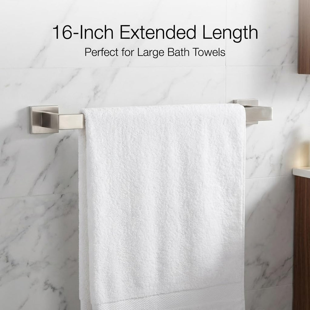 5-Piece Bathroom Hardware Set, 16 in Towel Bar, Brushed Nickel
