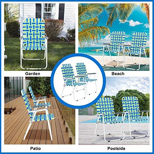 VINGLI Patio Lawn Webbed Folding Chairs 1 Piece, Outdoor Beach Chair Portable...